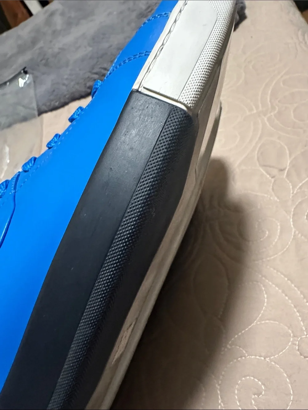 Prada Men's Electric Blue Leather Low-Top Sneakers